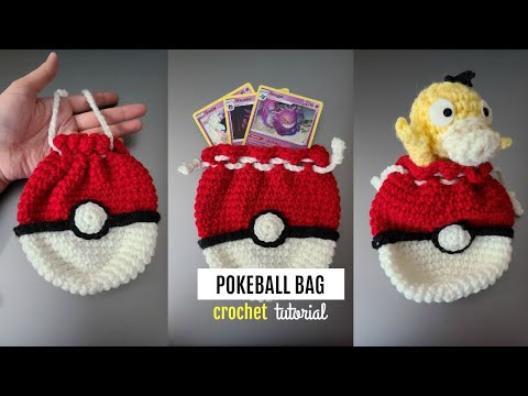 Crochet Pokeball Bag (Drawstring Style) - FREE Pattern - Ami Amour