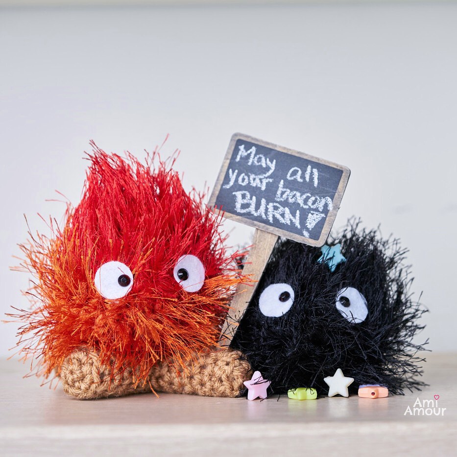 Calcifer May All Your Bacon Burn with Soot Sprite Amigurumi