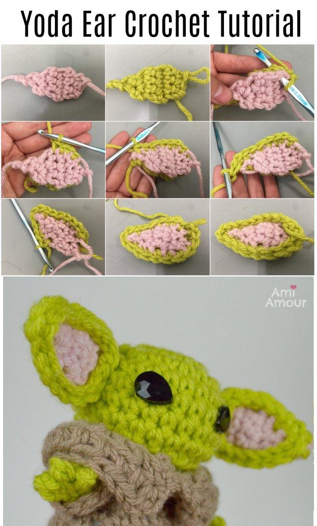 Yoda Crochet Ear Tutorial with Free Pattern