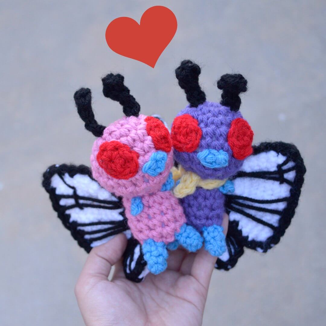 Pink Butterfree with Purple Butterfree Amigurumi