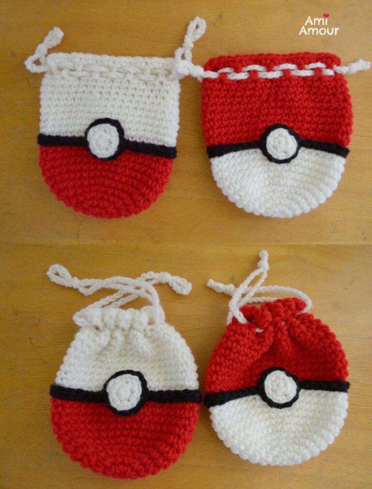 Crochet Pokeball Bag (Drawstring Style) FREE Pattern Ami Amour