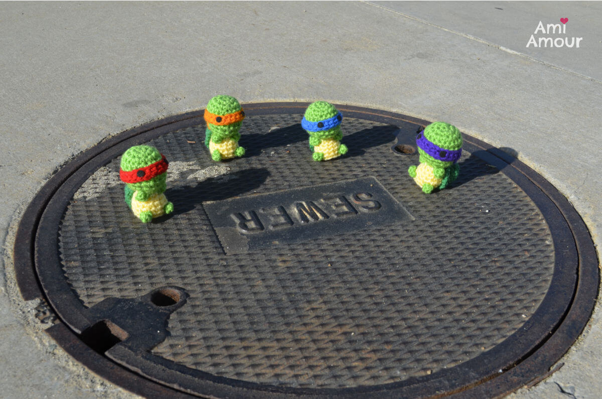 Handmade Turtles on Top of Sewer
