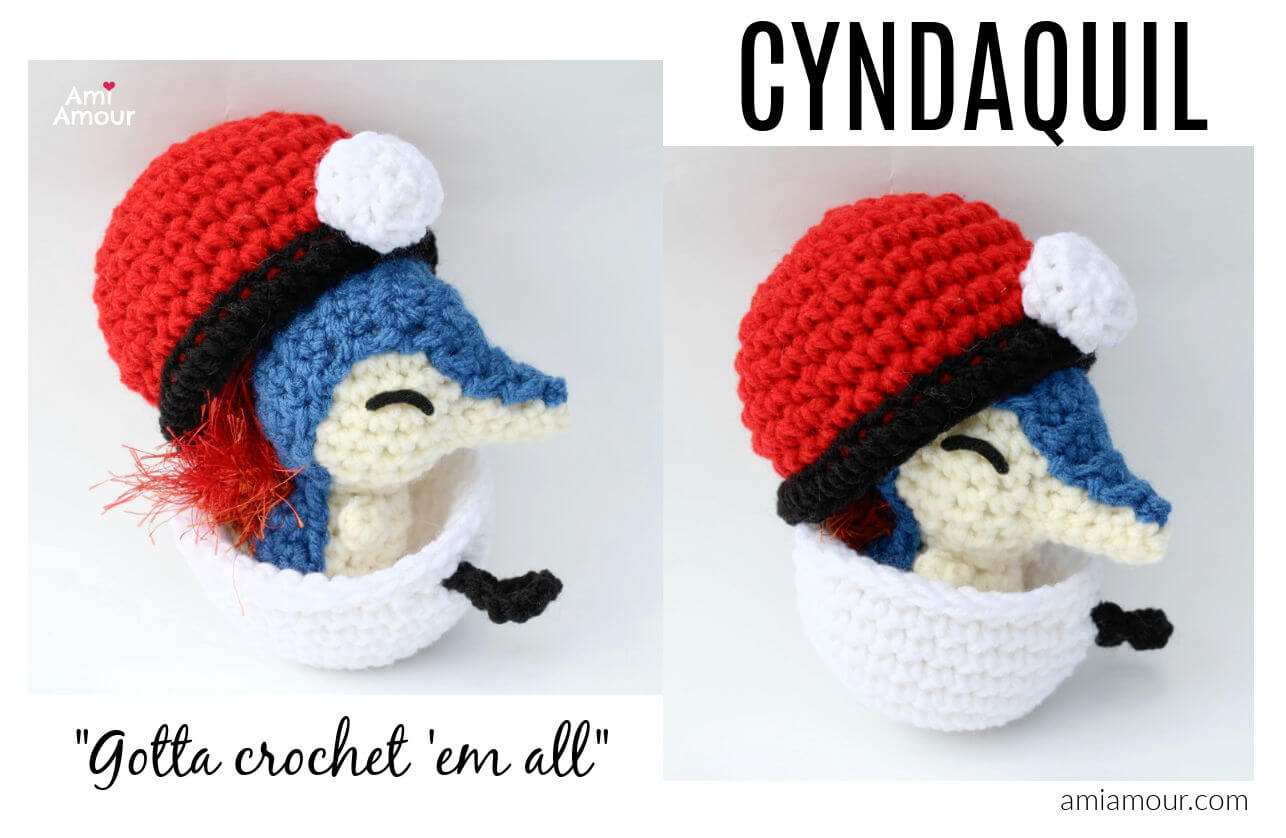 Crochet Cyndaquil inside Pokeball