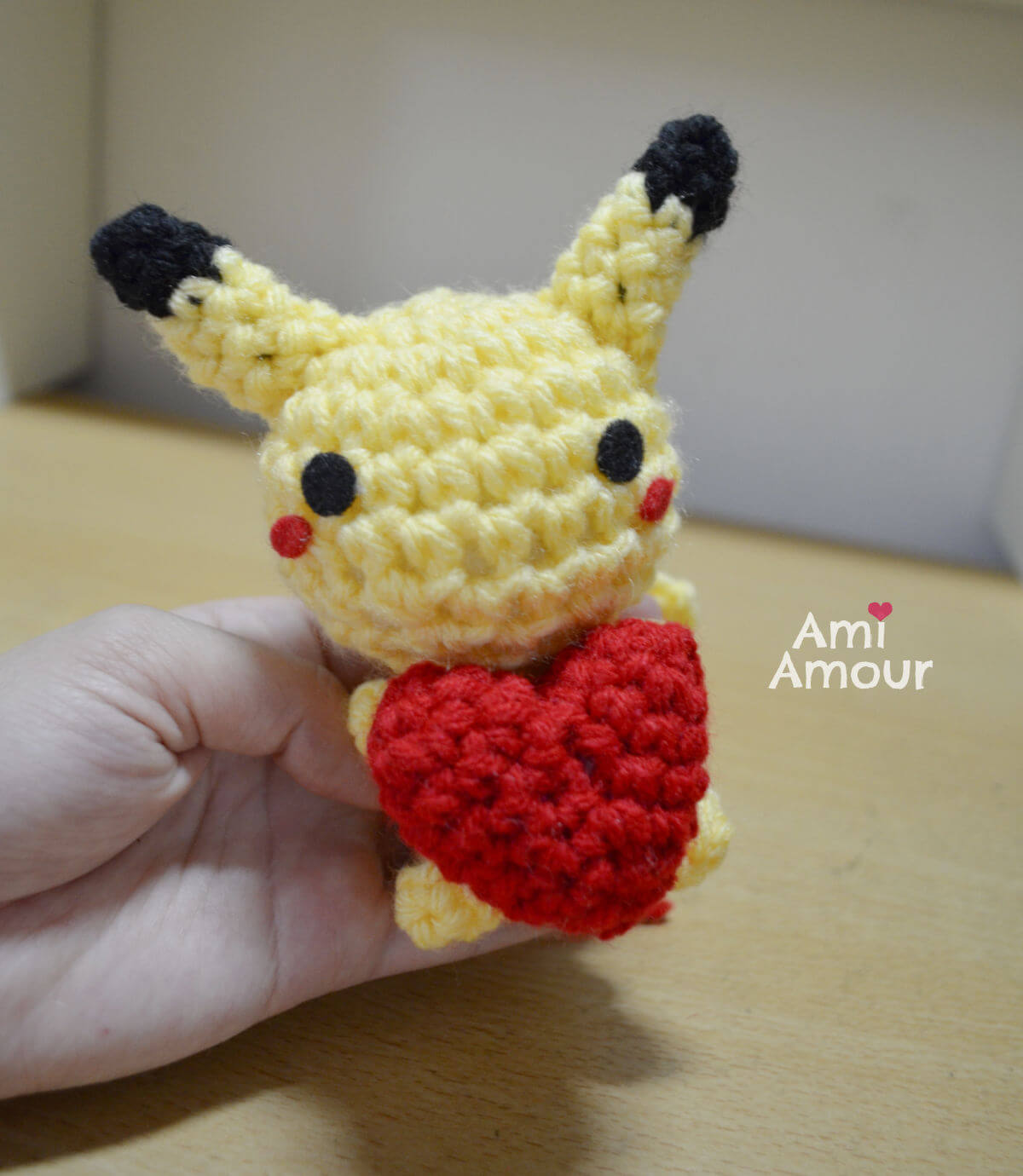 Pikachu with Heart Amigurumi