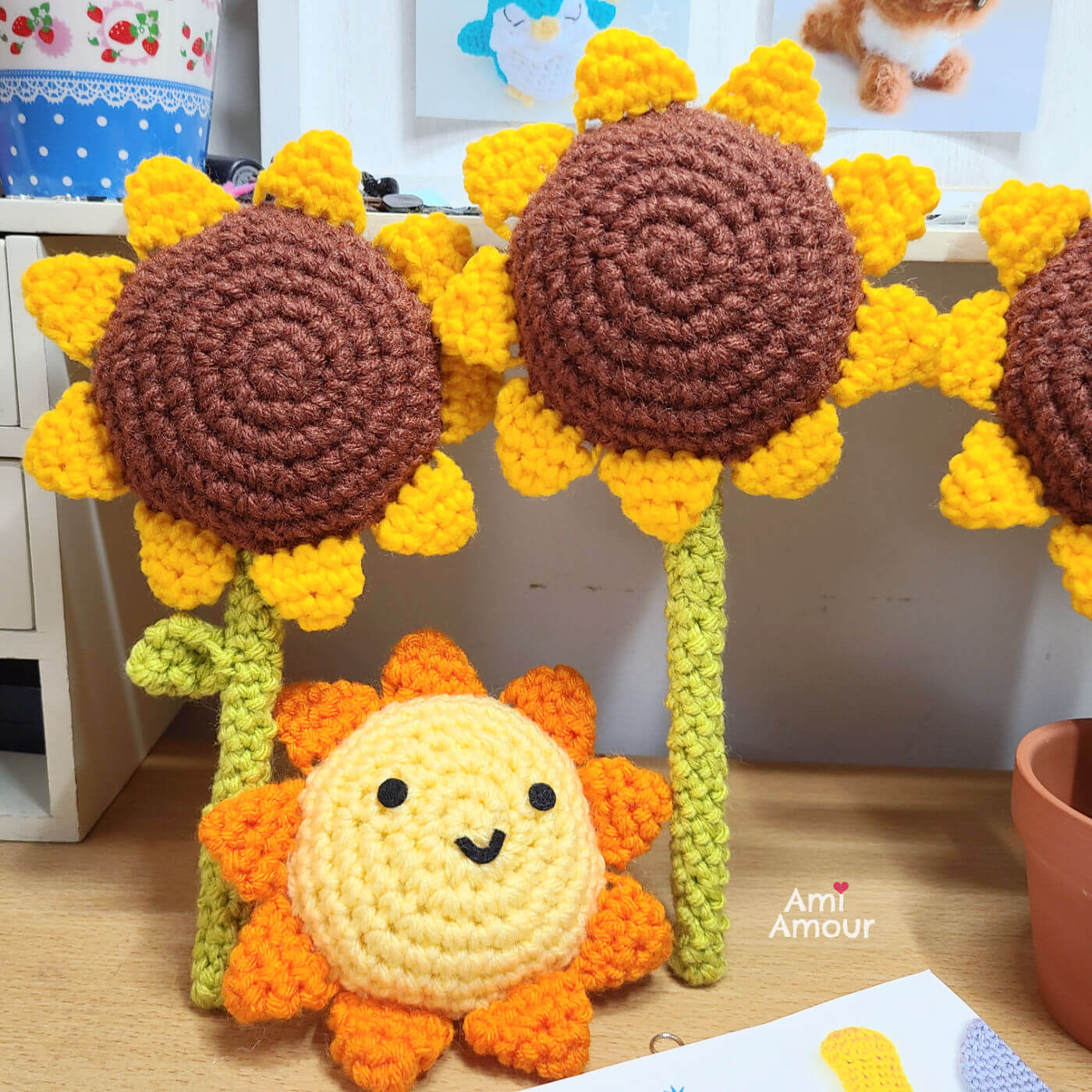 Crochet Sun Amigurumi and Sunflower