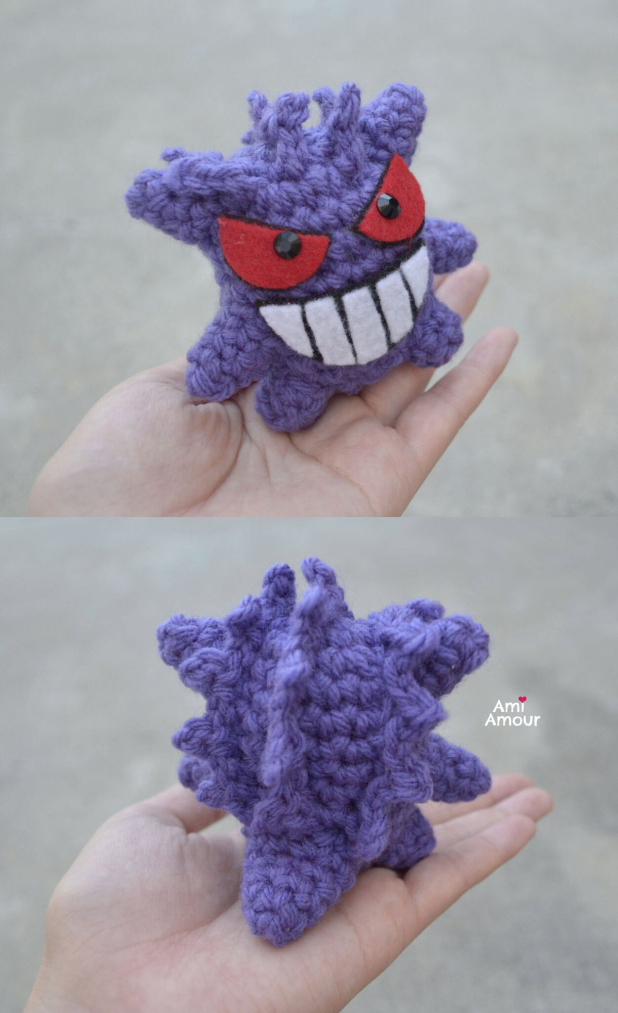 Gengar Amigurumi - Pokemon Crochet Pattern - FREE - Ami Amour