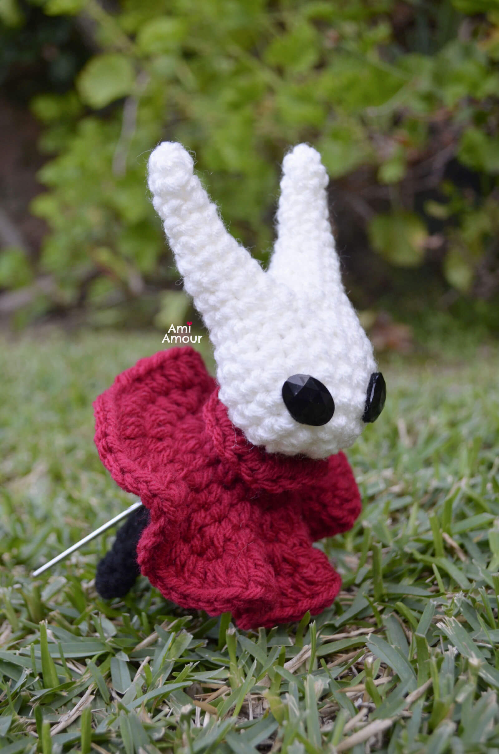 Hornet Amigurumi dashing through grass